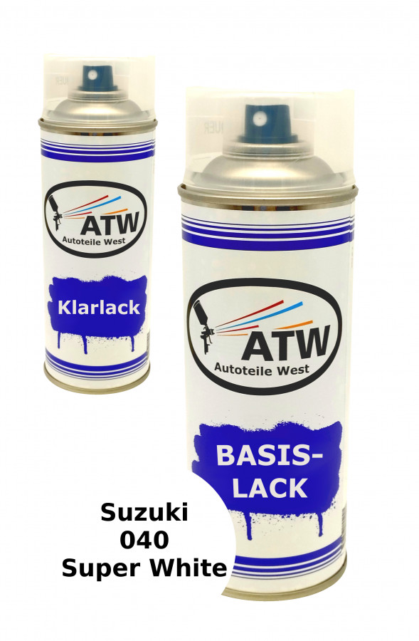 Autolack für Suzuki 040 Super White +400ml Klarlack Set
